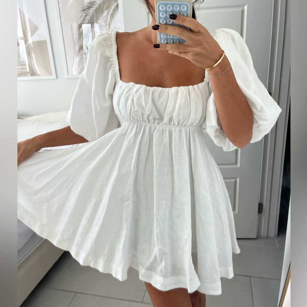 Baby doll linen white dress